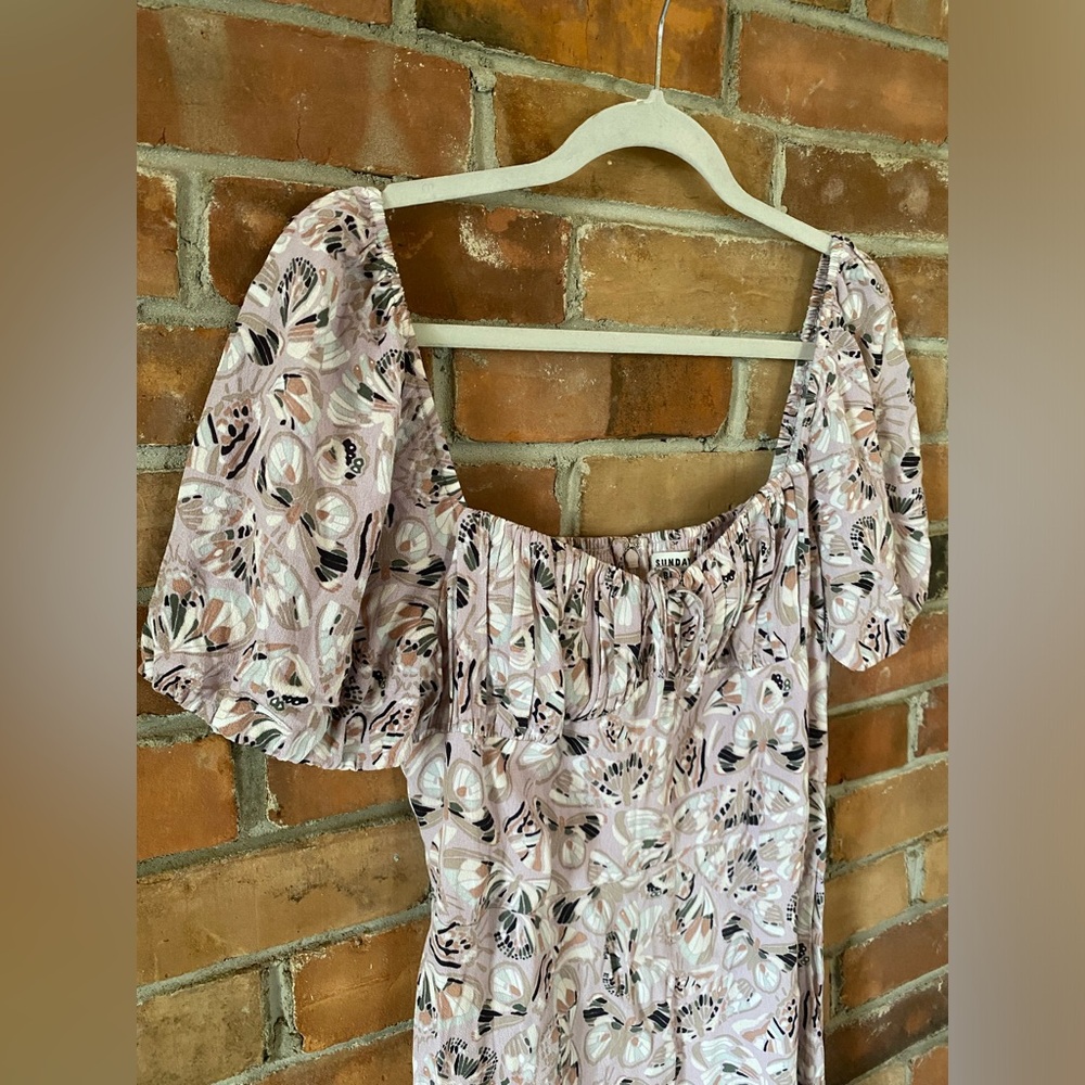 ARITZIA SUNDAY BEST rachel dress puff sleeve mini dress butterfly pastel large - Picture 5 of 9